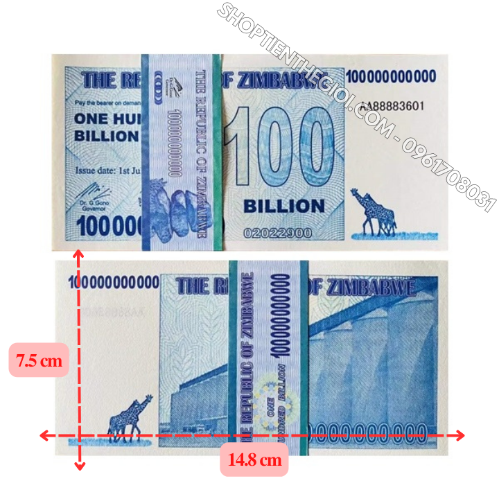 Tiền Lưu Niệm 100 Tỷ Zimbabwe Hình Hưu Cao Cổ - SP006002